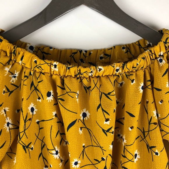 Cropped Yellow Floral Long Bell Sleeve Top XS - Picture 4 of 8